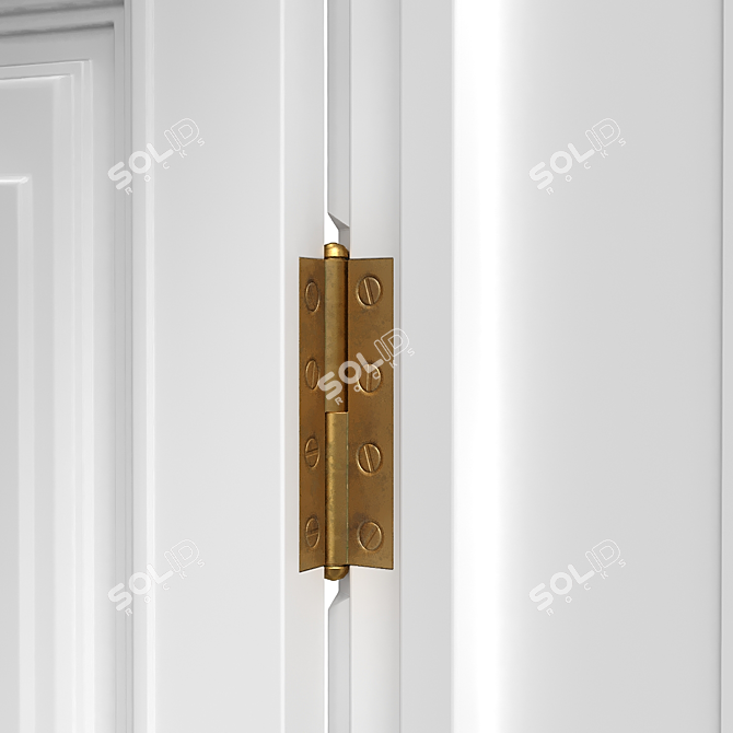 Classic Panelled Door with Brass Hardware 3D model image 3