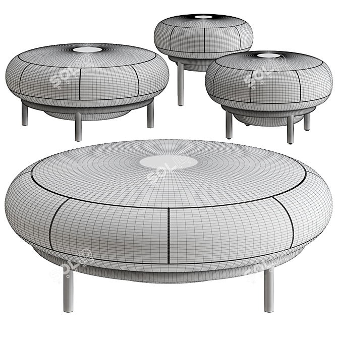 Bonaldo Bonsai Pouf: Vibrant and Versatile Seating Solution 3D model image 2