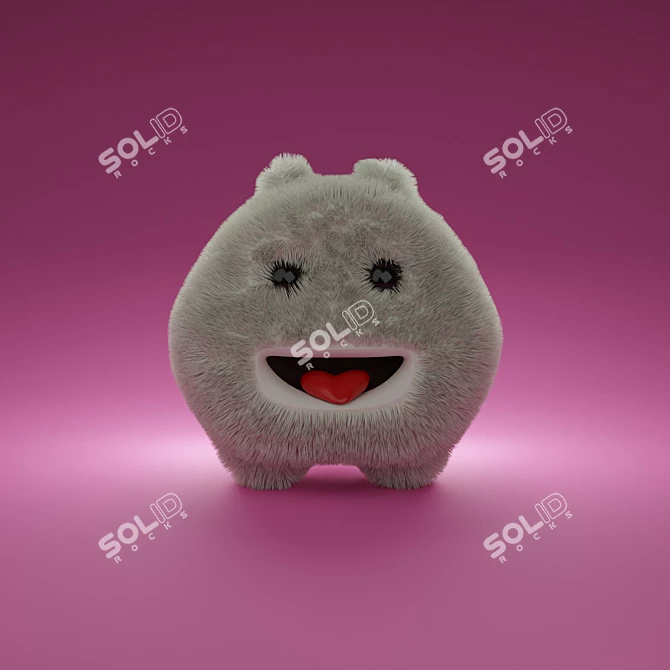 Cheerful Plush Monster 3D model image 4