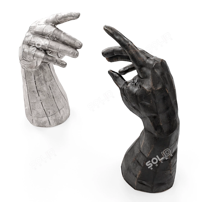 Patchwork Metal Hand Sculpture 3D model image 4