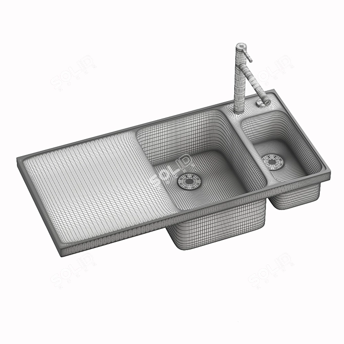 AXIA III 6 S-BLANCO: Stylish and Durable Sink 3D model image 2