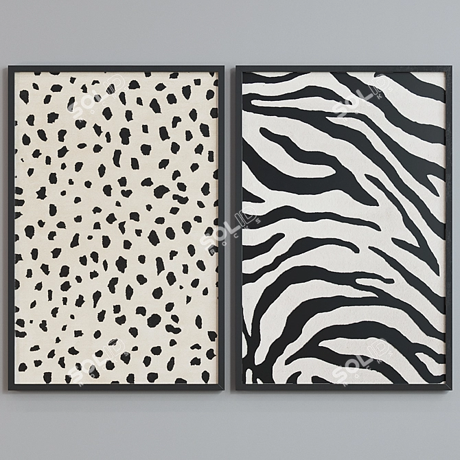 Sleek Frame Set: Leopard & Zebra Prints 3D model image 2