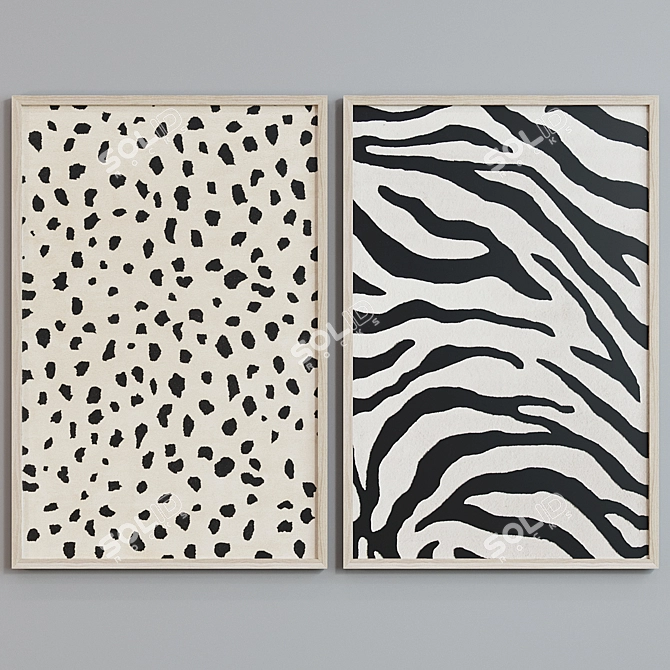 Sleek Frame Set: Leopard & Zebra Prints 3D model image 3