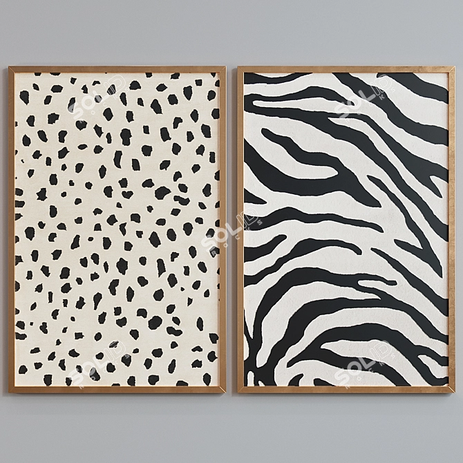 Sleek Frame Set: Leopard & Zebra Prints 3D model image 4