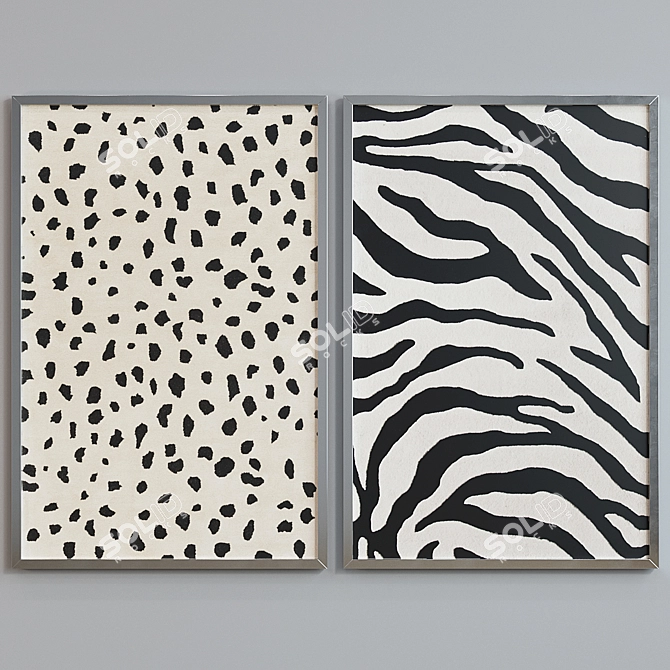 Sleek Frame Set: Leopard & Zebra Prints 3D model image 5