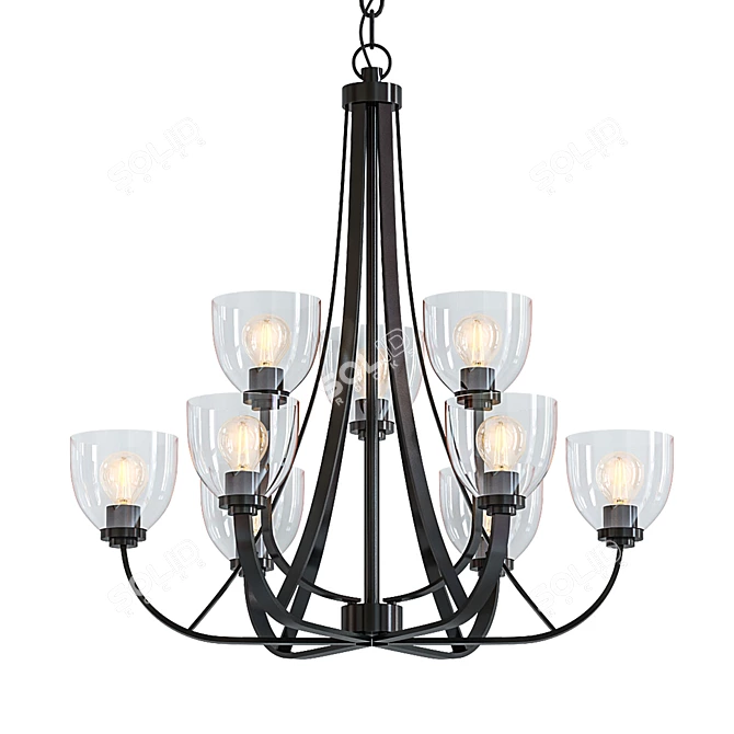 Ashton 9-Light 31" Bronze Chandelier 3D model image 1