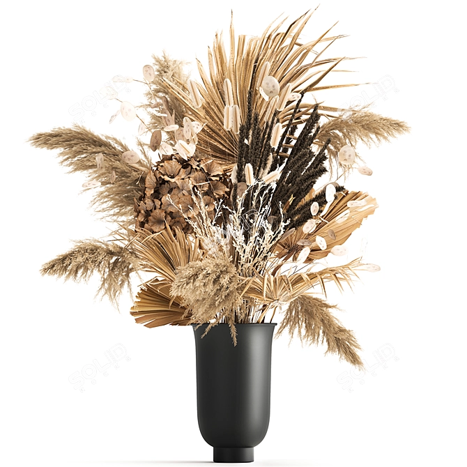 Elegant Dried Floral Bouquet 3D model image 1