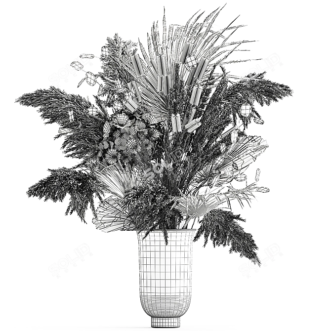 Elegant Dried Floral Bouquet 3D model image 7