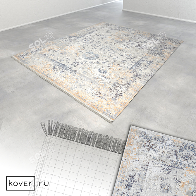 Azuleju Design-2-Color-3 Carpet: Artistic Floral Elegance 3D model image 1