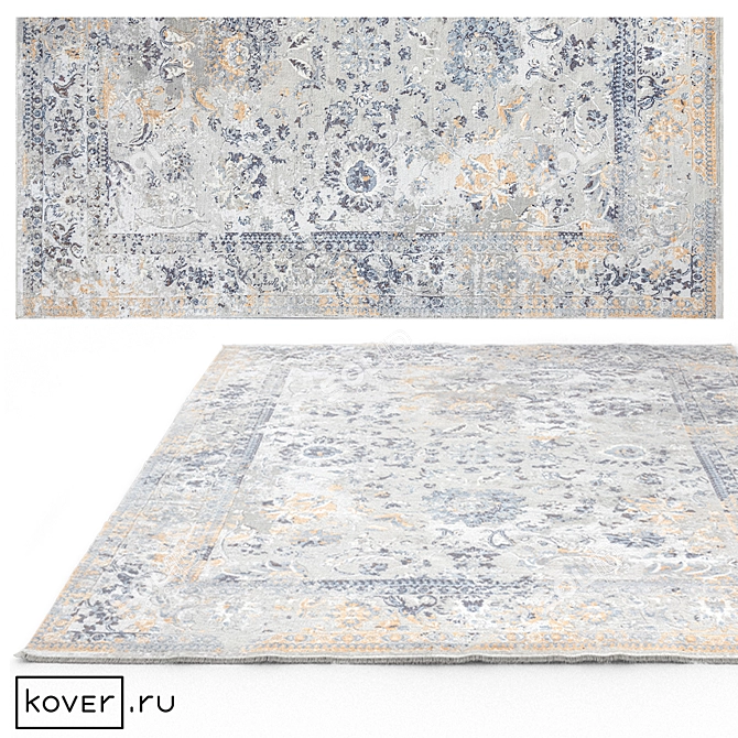 Azuleju Design-2-Color-3 Carpet: Artistic Floral Elegance 3D model image 4