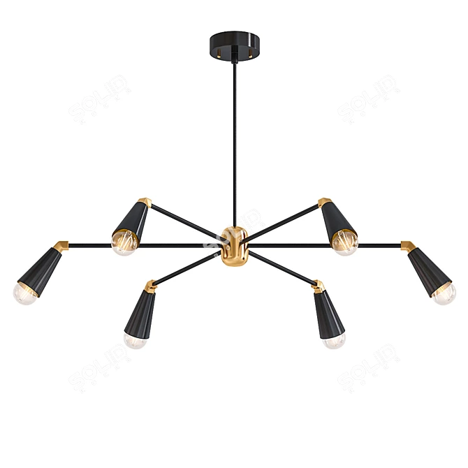 Elegant Black & Gold Pendant 3D model image 1