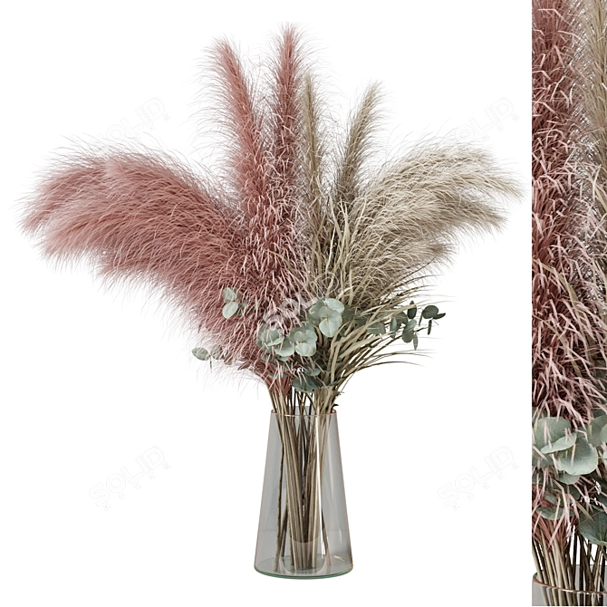 Delicate Dried Flower Bouquet 3D model image 1