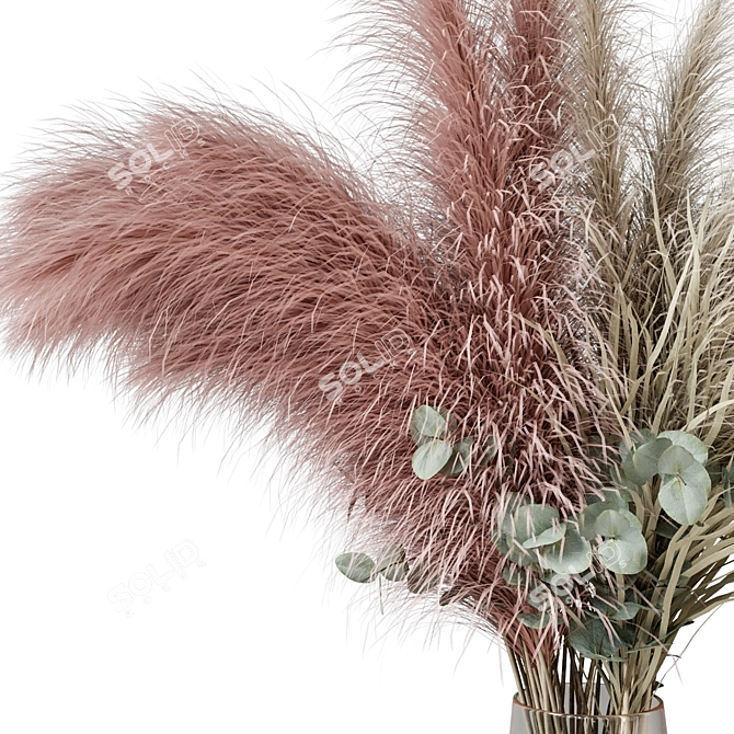 Delicate Dried Flower Bouquet 3D model image 2