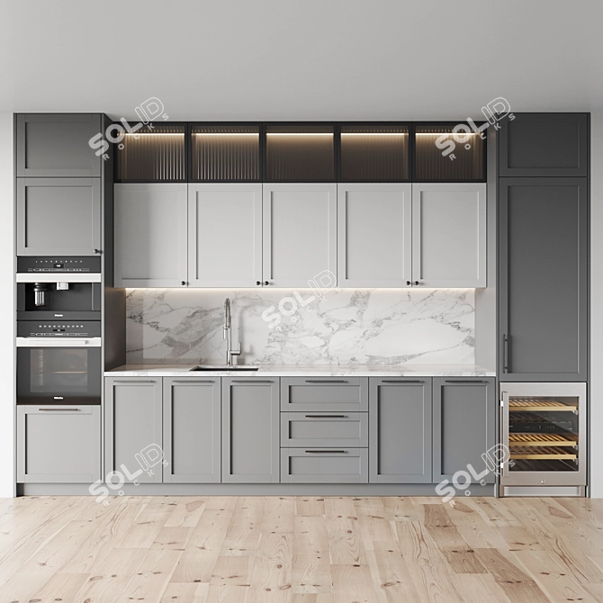 Modern Kitchen Set with Appliances 3D model image 4