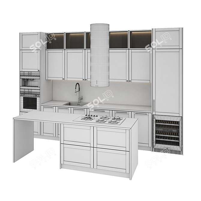 Modern Kitchen Set with Appliances 3D model image 6