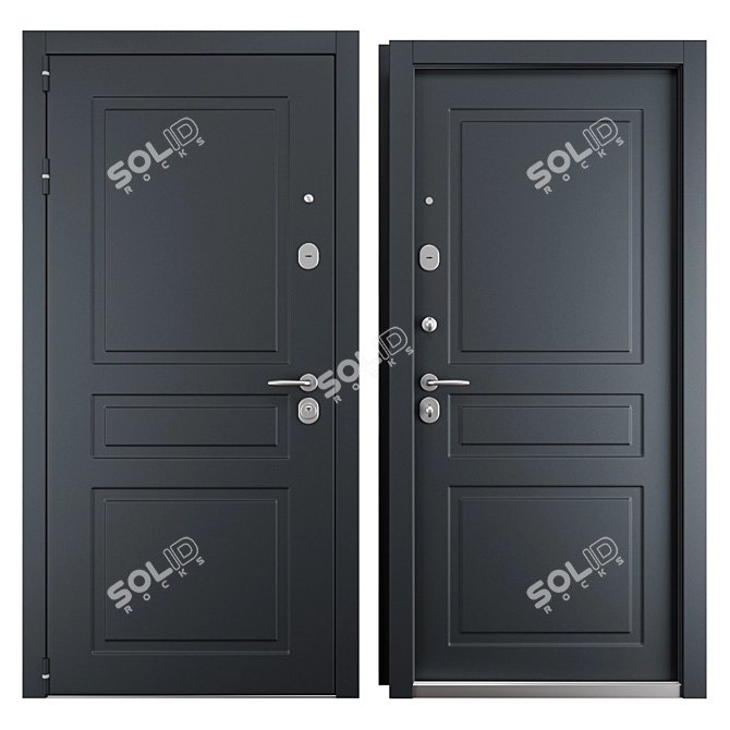 Modern Scandi Metal Entrance Door 3D model image 3