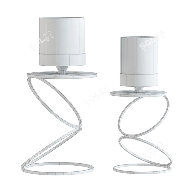 Sleek Metal Candle Holders 3D model image 2