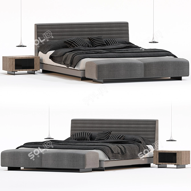 Modern Roger Bed for Interior 3D model image 1