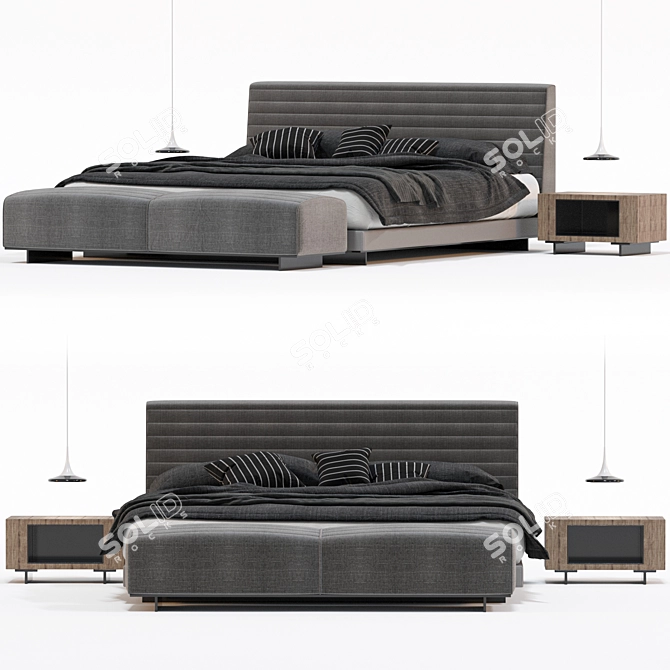 Modern Roger Bed for Interior 3D model image 2