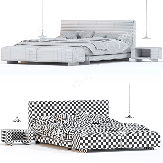 Modern Roger Bed for Interior 3D model image 4