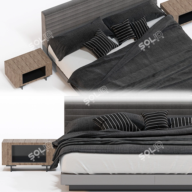 Modern Roger Bed for Interior 3D model image 7
