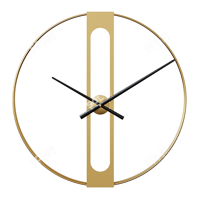 Golden Elegance Wall Clock 3D model image 2