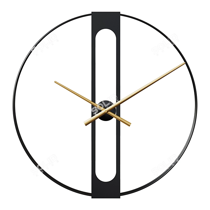 Golden Elegance Wall Clock 3D model image 4