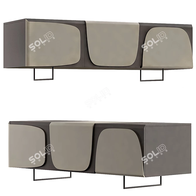 Sleek Trio Table Set 3D model image 1