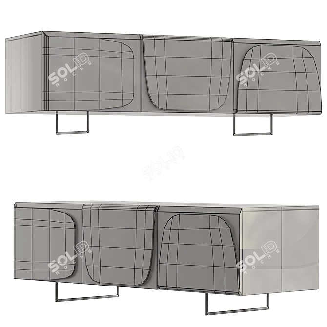 Sleek Trio Table Set 3D model image 2