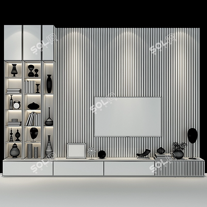 Modern TV Wall Set 270 3D model image 2