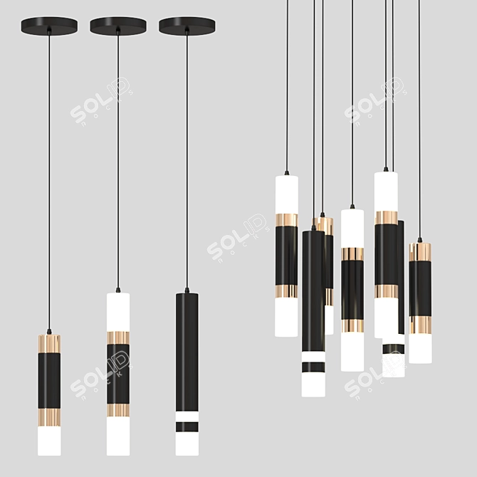 LED Pendant Lights: Dual Light Sources for Kitchen, Dining Room, Store, Bar 3D model image 1