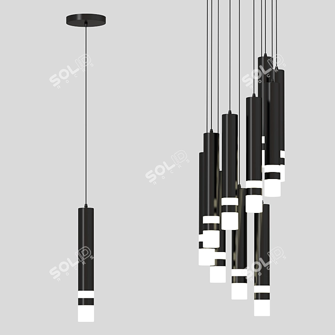 LED Pendant Lights: Dual Light Sources for Kitchen, Dining Room, Store, Bar 3D model image 2