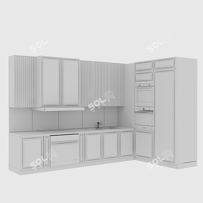 Classic Redner Kitchen Design 3D model image 3