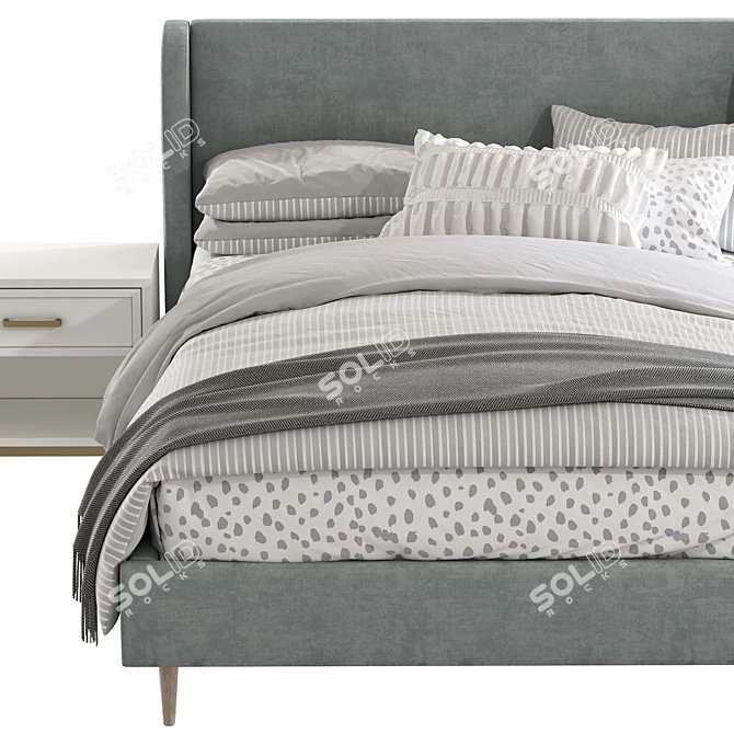 Wren Wingback Upholstered Bed - Elegant and Stylish 3D model image 4