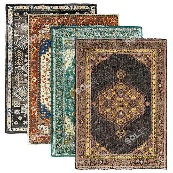 Elegant Vintage Rug 3D model image 1