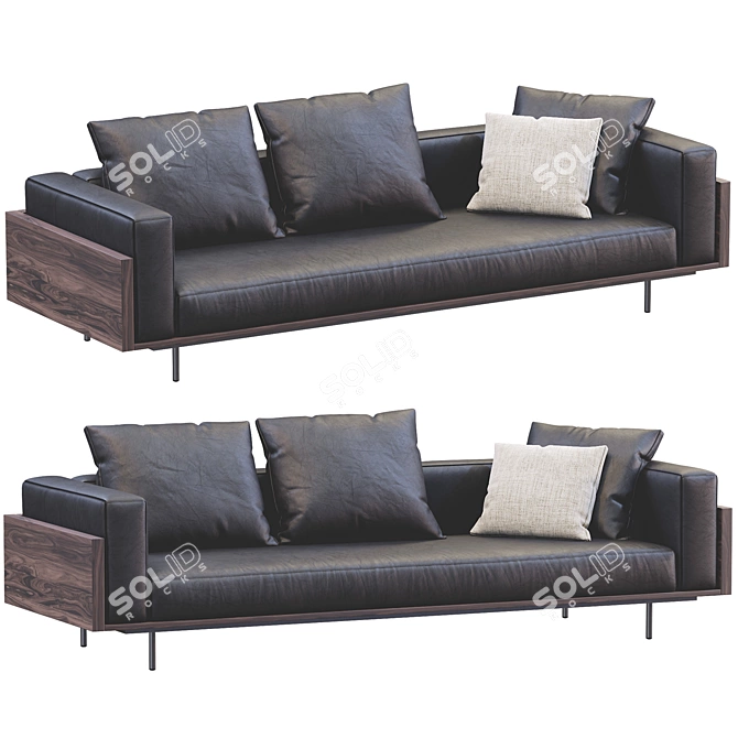 Sophisticated Leather Sofa - Brasilia by Minotti 3D model image 1