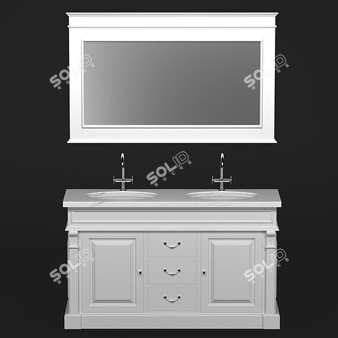 Gerald II Double Washbasin Cabinet 3D model image 2