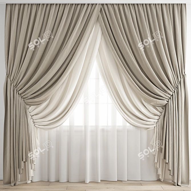 Modern Polygonal Curtain 3D model image 1