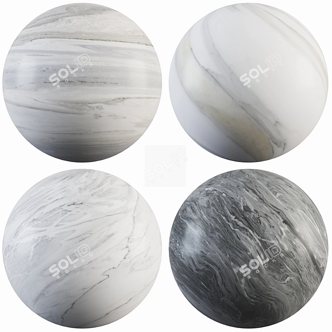 Luxury Marble Collection: Calacatta Gold, Fantasy Gray, Eramosa Ice, Bianco Carrara 3D model image 1