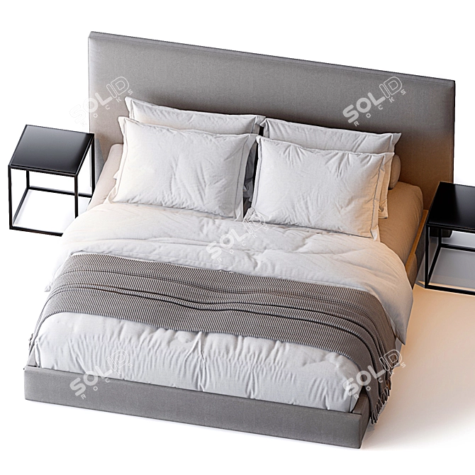 Sullivan Fabric Platform Bed 3D model image 2