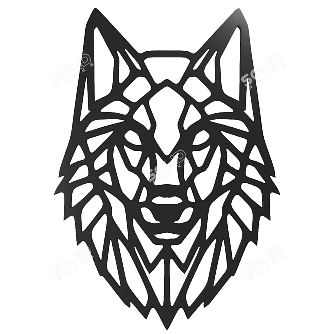 Wolf Geometric Wood Wall Panel 3D model image 1