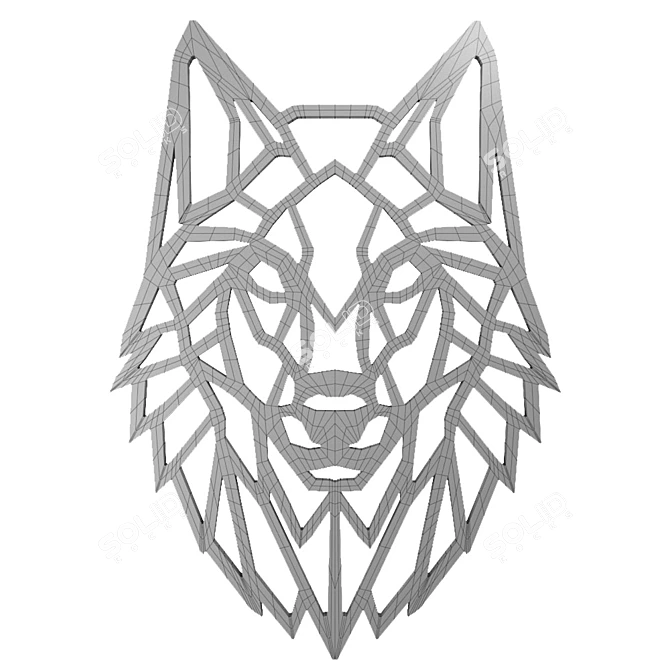 Wolf Geometric Wood Wall Panel 3D model image 3