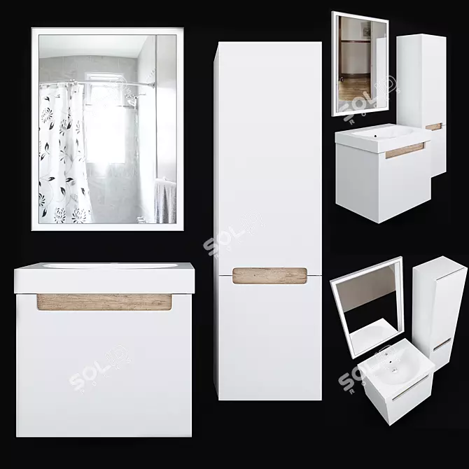 BUONGIORNO 60 Wall Mounted Cabinet with Sink 3D model image 1