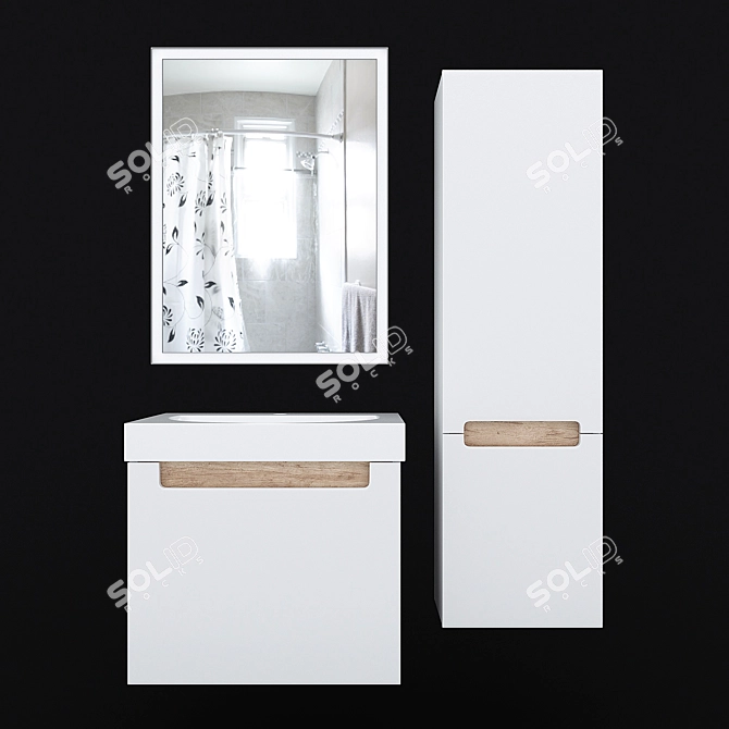 BUONGIORNO 60 Wall Mounted Cabinet with Sink 3D model image 4
