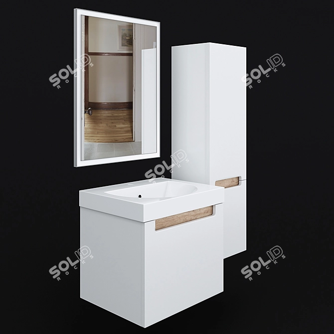 BUONGIORNO 60 Wall Mounted Cabinet with Sink 3D model image 5