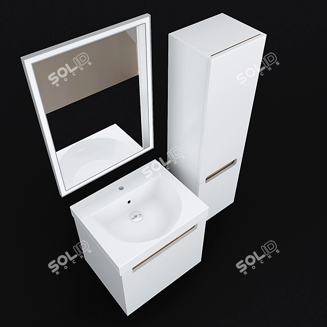 BUONGIORNO 60 Wall Mounted Cabinet with Sink 3D model image 6