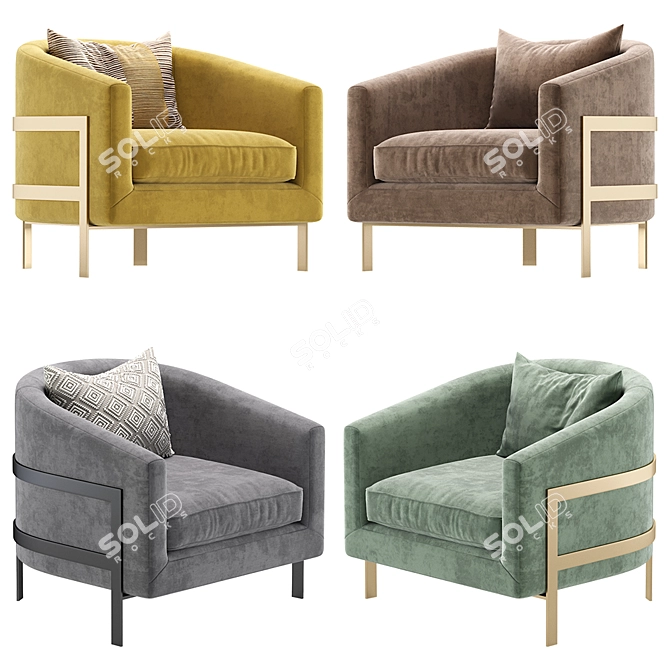 Elegant LAWRENCE Armchair by Cazarina 3D model image 4