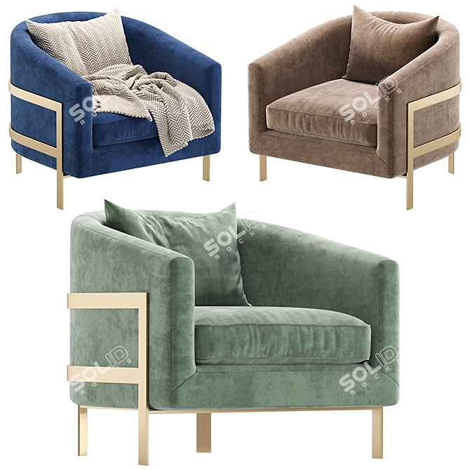 Elegant LAWRENCE Armchair by Cazarina 3D model image 1