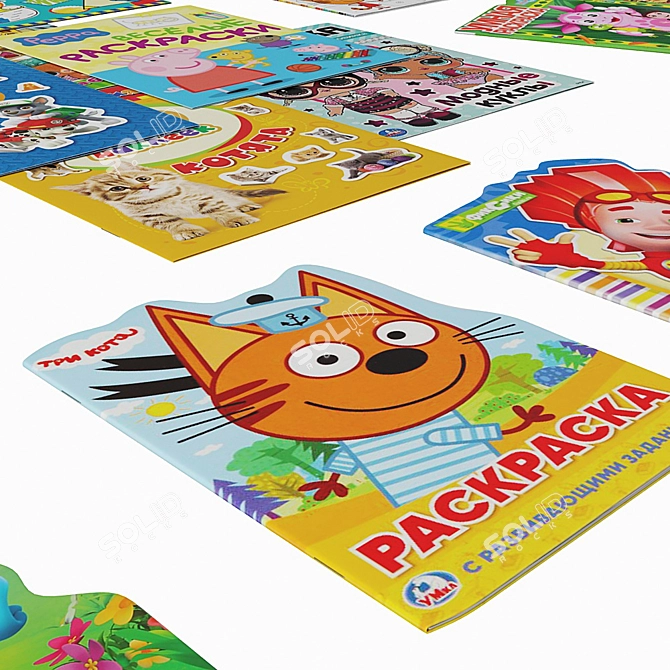 Colorful Kids' Books & Drawing Albums 3D model image 5