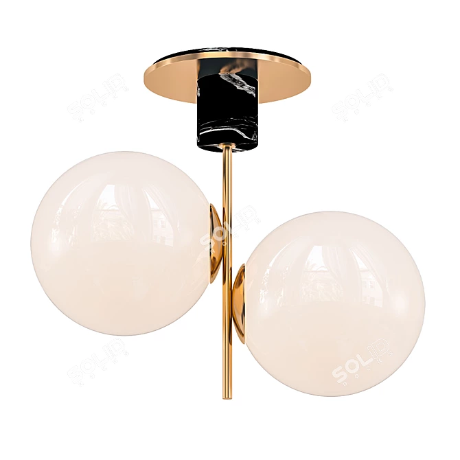 Scandi Mod Twin Globe Ceiling Light 3D model image 1